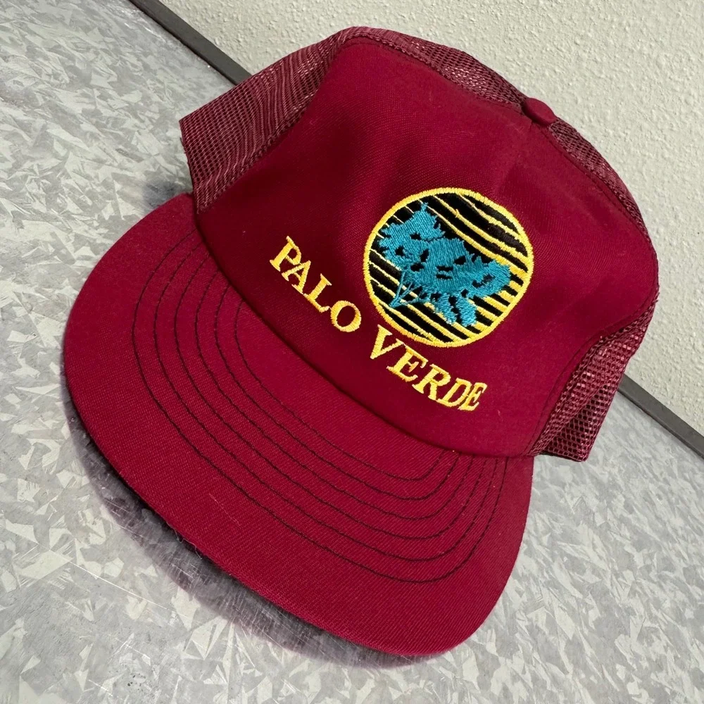 Cap America Trucker Hat Mens OSFA Maroon Excellent Palo Verde‎ Made in USA Mesh